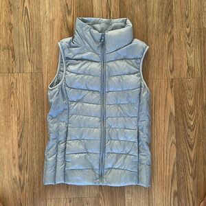 light blue uniqlo down puffer vest